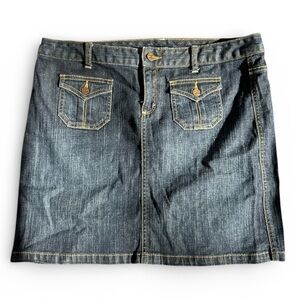 Tommy Hilfiger Denim Skirt Size 10 Dark Wash Stretch Classic Preppy